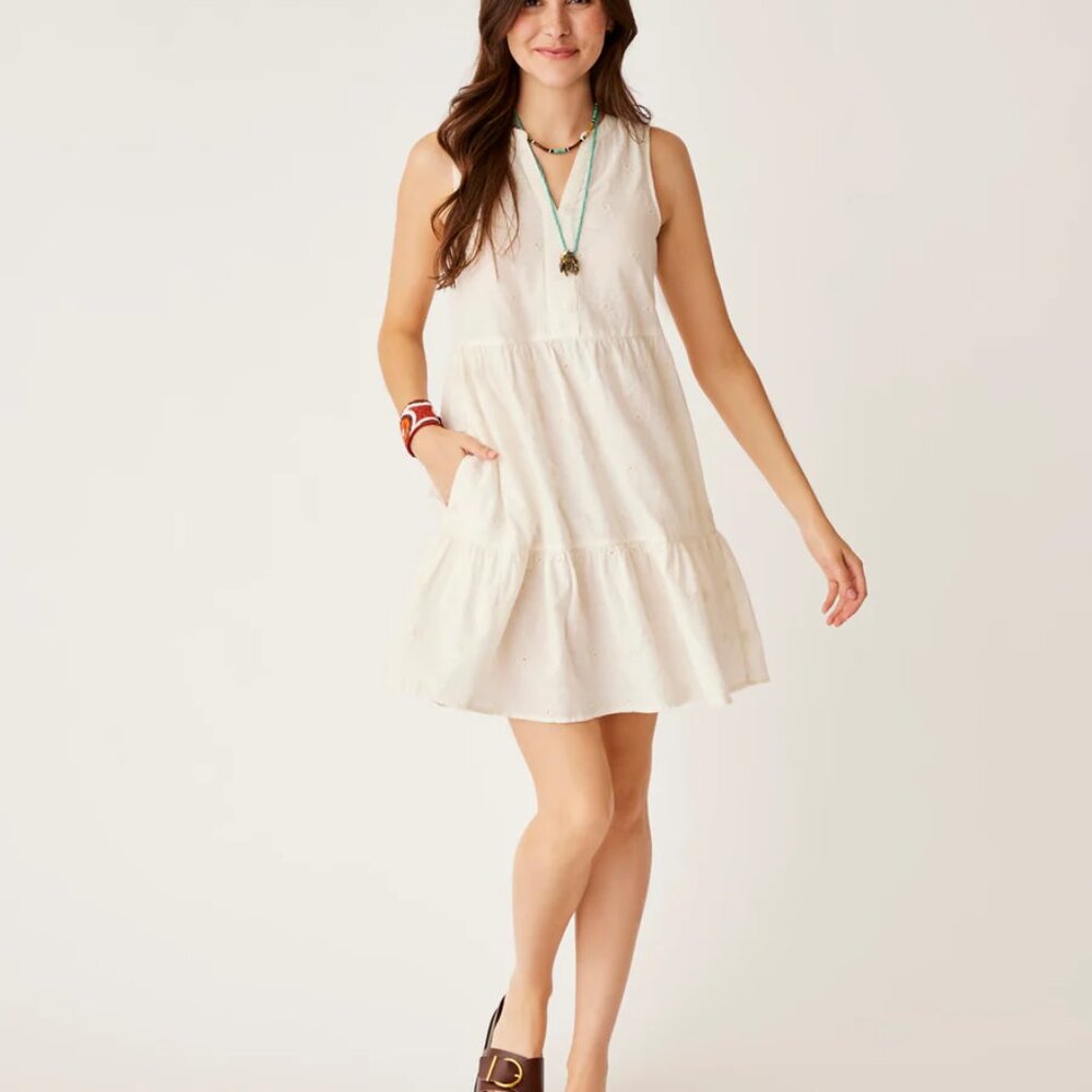 Carve Designs Sleeveless Cream Tiered Midi Dress